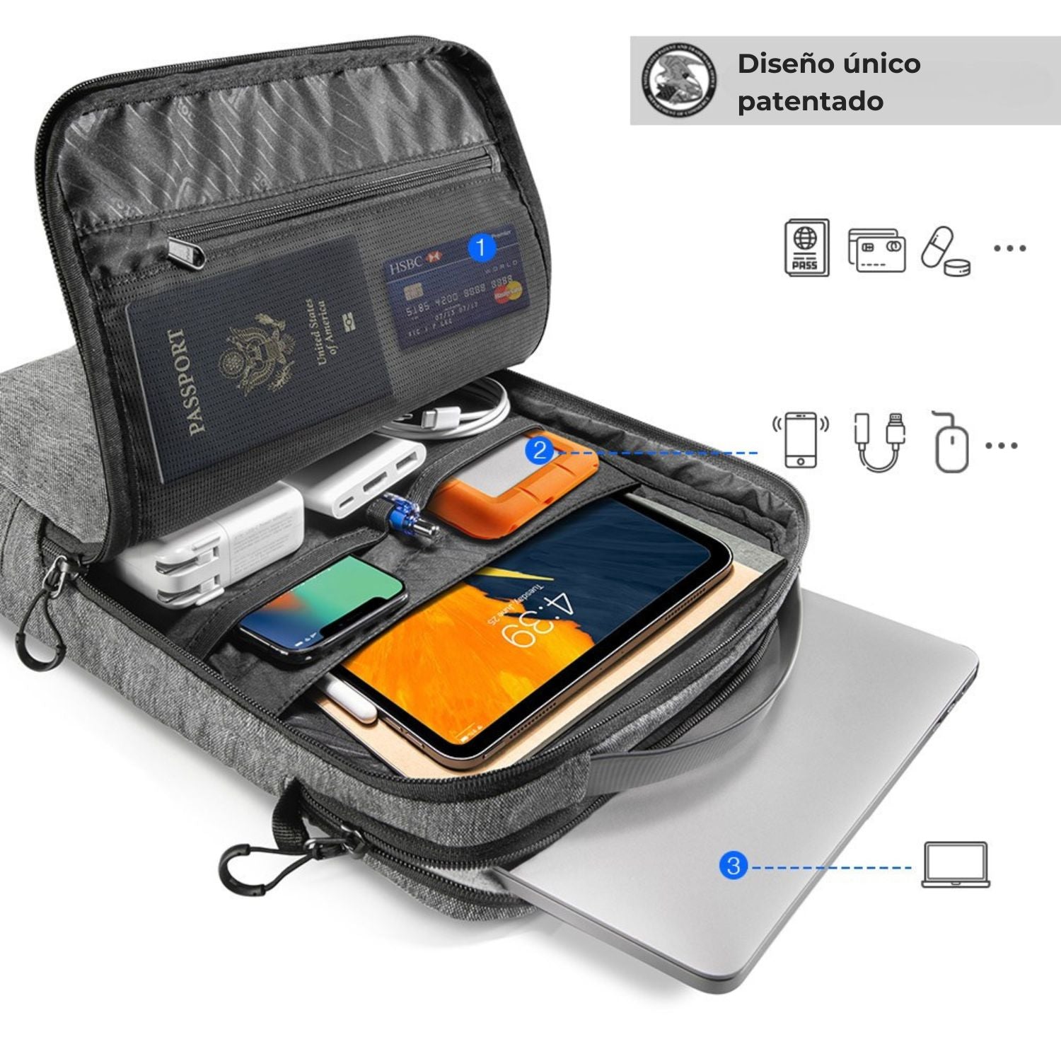 Bolso Maletín con Correa Urban-H14 para MacBook Pro 14'' 4 en 1