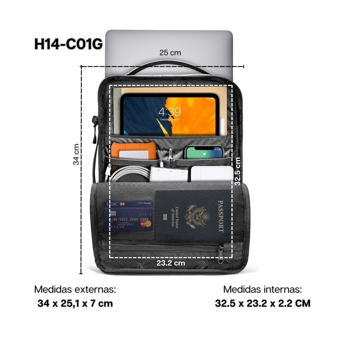 Bolso Maletín con Correa Urban-H14 para MacBook Pro 14'' 4 en 1